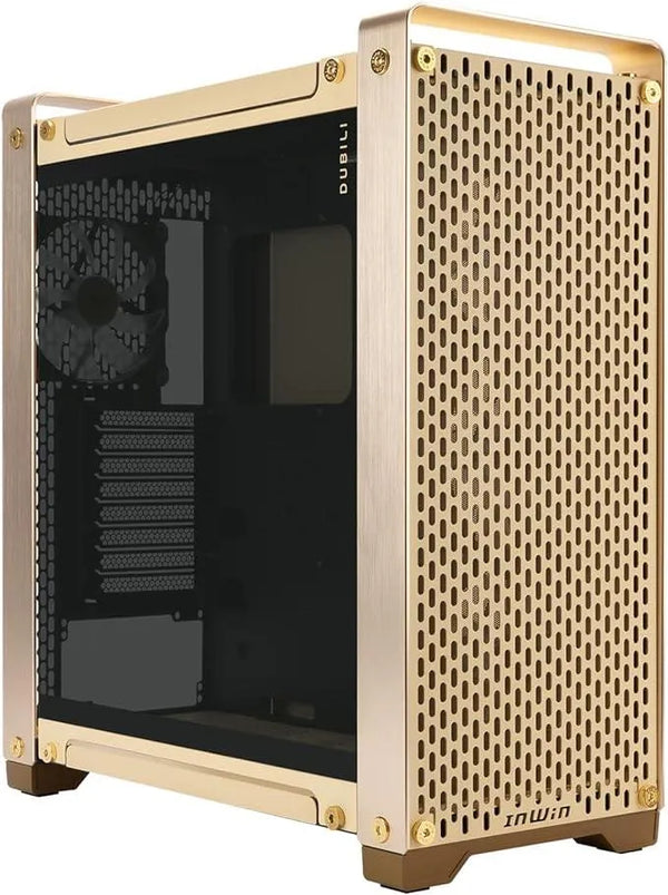 InWin Dubili Full Tower PC Case Gold (4x 120mm ARGB Fans Included) - Anigma